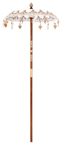 vidaXL Parasol balinais Crème 125 x 125 x 260 cm, Parasol Balinais, Grand auvent, pour Le Jardin, terrasse, Ombre élégante, décoratif en Bambou