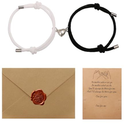 HABNI 2 Pcs Pulseras Magnéticas Para Parejas Con Atracción Mutua, Pulseras Ajustables De Cuerda Trenzada, Regalo Romantico Para Parejas, Pulseras Parejas, Regalo Aniversario, Símbolo De El Amor