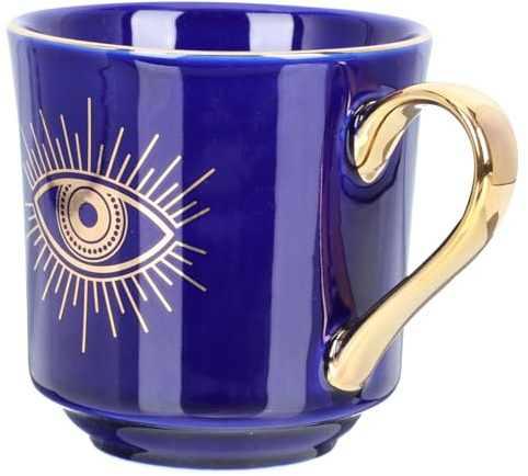FONDOTIN Tazza in Decorata Mano Turco Bicchiere per Tè e Succhi Resistente con Liscio e Design Anticaduta per Uso Quotidiano