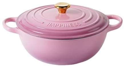 Marmite Émaillée, Marmite Émaillée Multifonction Robuste De Grande Capacité, Fonte Antiadhésive Avec Couvercle Et Poignées Doubles, Pour Rôtir, Braiser, Mijoter Et Rôtir À Induction(Plum Pink)