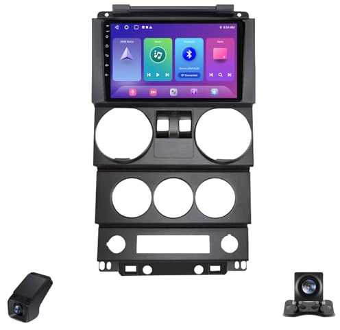 Autoradio Android Touch Screen per Jeep Wrangler 3 JK 2008-2010 9-Inch Wireless CarPlay/Android Auto/GPS/Bluetooth/WiFi/Radio FM/ADAS DVR/Telecamera Posteriore/SWC/Tablet per Auto(B,X1)
