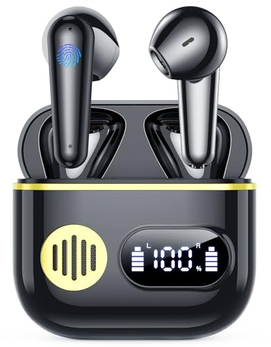 Paekole Cuffie Bluetooth,Auricolari Bluetooth 5.3 - Cuffie Wireless con 6 ENC Cancellazione Rumore Mics, Cuffie in Ear 42 Ore di Riproduzione, Cuffiette Senza Filo HiFi Stereo per iOS/Android - Nero
