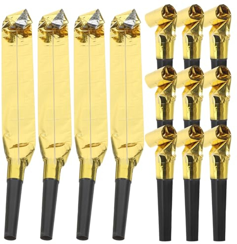 TOBBOMEY Sopladores de Fiesta de Cumpleaños Matraca Negra y Dorada, 100 Piezas, Papel y Plástico, Sonido Vibrante, para Niños y Adultos, Decoración para Cumpleaños y Celebraciones