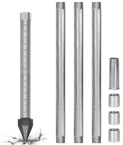 Punta Filtrante Pozo 1-1/4 Pulgadas Inox, Kit Forjado Manual con Tubos Galvanizados y Manguitos, Solución Profesional para Pozos Artesianos y Bombas de Hierro(3M Kit)