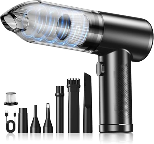 SLOKSFil 2026 Aspiradora de Mano,28000PA Aspiradora Mini 4 en 1 Sin Cable, Autovaciado con un Solo Botón y, 3 Niveles de Succión Motor sin Escobillas, para el/HogarPelos/Animales/Cocina (BM199)