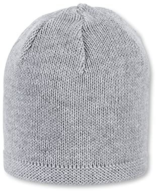 Sterntaler OCS Strickmütze - Klassische Babymütze aus Baumwollgarn (Bio) - Unisex Übergangsmütze ab Geburt - Basic Kopfbedeckung - Beanie Mütze einfarbig - Größe 43, Farbe silber melange
