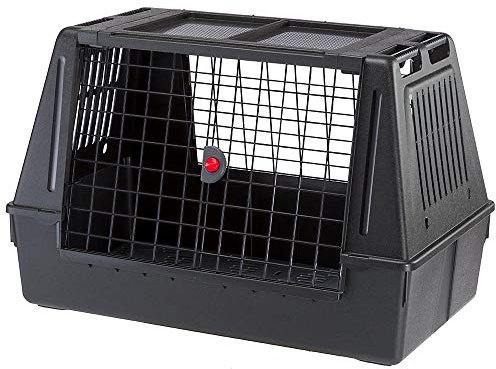 Ferplast Hundebox Auto, Atlas CAR 100 Scenic, extra Belüftung, Ablagefach, Doppelte Schiebeöffnung mit Sicherheitshaken, Abtropfmatte, L 100 x W 60 x H 66 cm - Max 40 Kg.