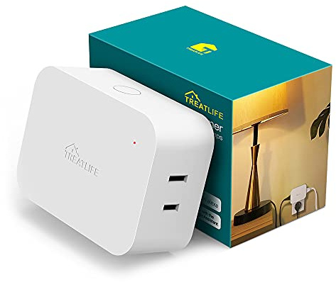 Alexa Smart Dimmer Plug, Treatlife Plug-in Lamp Dimmer Switch for Dimmable LED, CFL, Halogen and Incandescent Bulbs, Lamps, String Lights, Max Power 300W, Dual Outlets, 2.4GHz WiFi Only