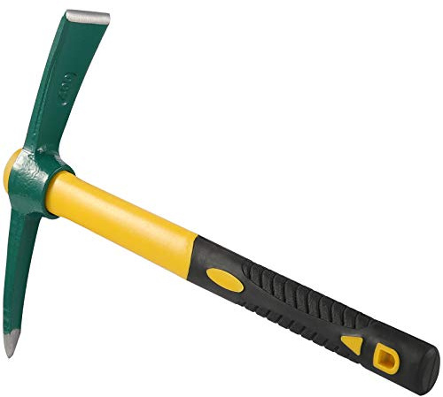 KEILEOHO 17.7 Inches Pick Mattock Hoe, Forged Weeding Garden Pick Axe with Rubber Handle, Weeding Mattock Hoe for Gardening, Loosening Soil, Camping, Planting Vegetables and Fruits
