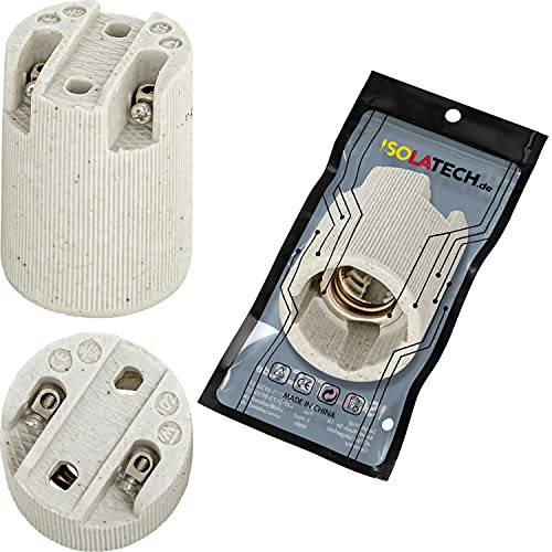 ISOLATECH 1x E14 Keramik Lampenfassung (max.250V/4A) | Für LED- und Energiesparlampen, Hitzebeständig, Einfache Installation in Küche, Bad und Deckenleuchten