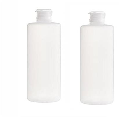 QUUPY Lot de 2 flacons souples vides en plastique transparent avec bouchon à rabat - 400 ml - Rechargeables - Pour maquillage, échantillons, lotion, gel douche, shampooing, articles de toilette