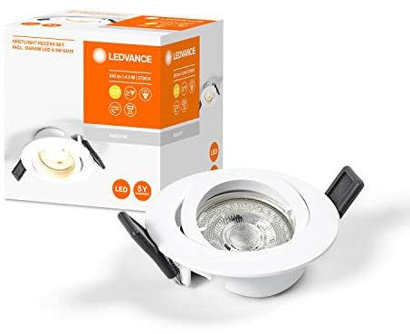 LEDVANCE LED SPOT TWIST LOCK GU10 Ø8,85cm, foco empotrado en el techo para uso interior, 4,3W, temperatura de color 2700K, 350 lúmenes, incl. twistlock, base GU10, níquel cepillado