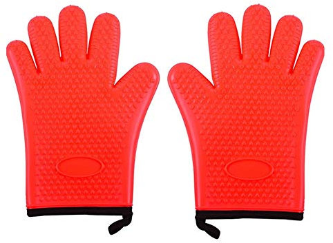 Jjoer Heat Gloves Oven Gloves Kids Oven Gloves Heat Proof Gloves Silicone Oven Gloves Heat Resistant Silicone Double Oven Gloves Funny Oven Gloves Red,One Size
