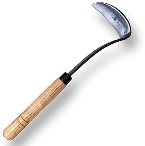 SHANFEEK Japanese Style Hand Weeding Hoe Gardening Tools 33CM Weed Removal Tool High-Carbon Steel One-Piece Molding With Hard Solid Wood Handle(Grey)