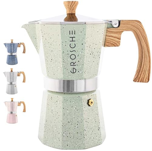 GROSCHE Milano-Maschine, Espressokocher für Herd, Greca-Kaffeemaschine, Herd-Kaffeemaschine und Espressokocher Perkolator (Mint, 9 Tassen)