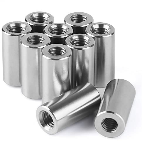 Niooliuk M8 Round Connector Nuts, 304 Stainless Steel Coupling Nut 40mm/1.58 inch Length,Pack of 10