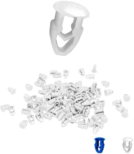 Virsus 100 Bottoni per Fissaggio Targa 3131, misura 7x9 mm, Bottoncini in plastica rigida per Targa Europea, graffe a testa piatta, copri fori, per auto e moto (Bianco)