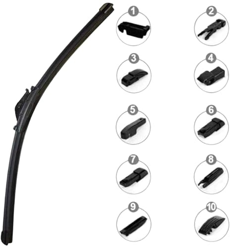 AUTOZOCO Escobilla limpiaparabrisas coche delantero, escobilla multi adaptador, tamaño 60 cm, modelo limpiaparabrisas universal compatible con la gran mayoría de vehículos, Incluye 10 adaptadores