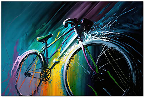 Printonia Bild auf Leinwand 120x80cm Fahrrad Rad Straßenradsport Abstrakt Radsport Art Bilder Dekoration Wandbild Kunstdruck