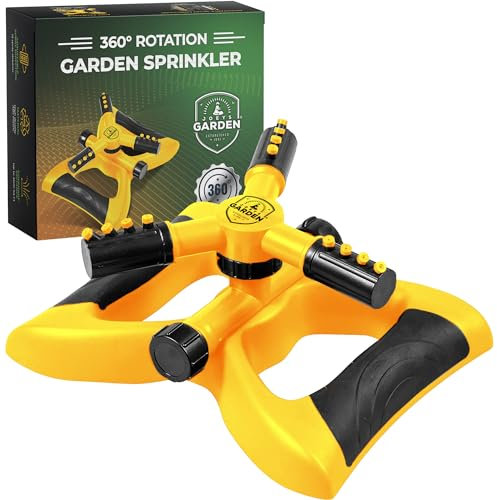 Joeys Sprinkler für Hof, rotierender Gartensprinkler für große Flächenabdeckung, Rasen- und Hofregner (Gelb)
