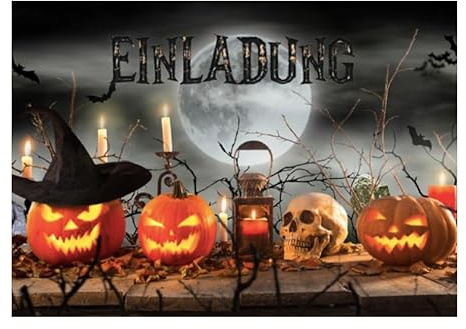 Handarbeit - Lieblingsladen 12 Premium Einladungskarten Halloweenparty + 12 Umschläge, Halloween, Postkarte 10,5x14,8cm, mit vorgedrucktem Text auf der Rückseite Einladung Karten Kinder Erwachsene