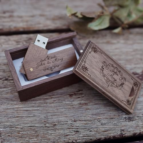 Chiavetta USB 3.0 con incisione personalizzato-Personalizzabile con il tuo testo-USB Flash Drive con scatola di legno (16GB, Noce-pattern 04)