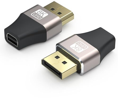 VMOJO Mini DP femmina a DisplayPort, convertitore di espansione 8K, 8K@60Hz, 4K@144Hz, DisplayPort 1.4, trasmissione bidirezionale, adattatore DisplayPort a Mini DisplayPort 8K, 2 pezzi