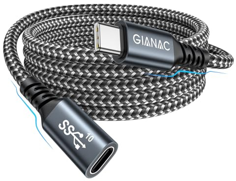 USB C förlängningskabel 1 m, USB-förlängning typ C 3.2 förlängningskabel kontakt till uttag stöder 10 Gpbs/100 W och 4K@60Hz med iPhone 15 Pro Max, MacBook Pro/Air XPS 15 Galaxy S23 S22