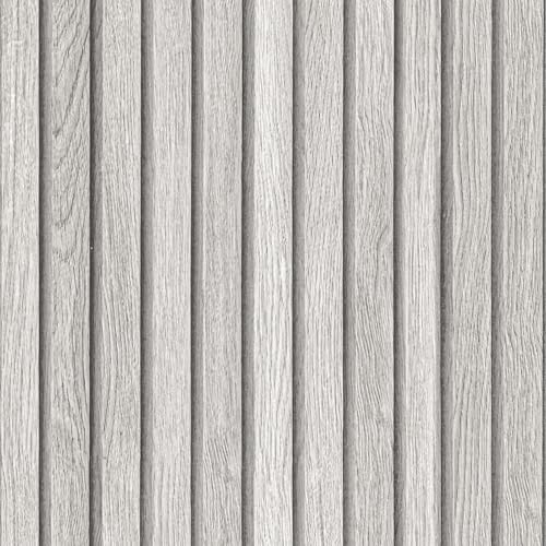 Hode Self Adhesive Wallpaper Peel and Stick Wall Panels Sticky Back Plastic | 40x1000cm Grey Panel Wallpaper Wood Effect Vinyl Wrap for Bad Walls Bathroom Panelling Waterproof Contact Paper PVC