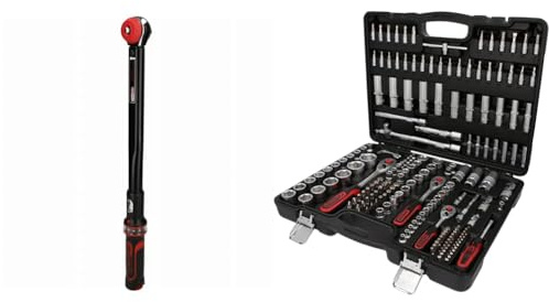 KS TOOLS 516.1472 - Clé Dynamométrique 1/2 60-320 Nm - Outils Auto Moto & 917.0779 - Caisse à Outils Complète en Coffret Douille et Accessoires en 1/4, 3/8 et 1/2