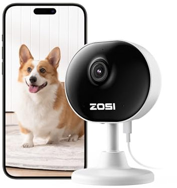ZOSI Indoor WiFi Camera,1080P Home Mini CCTV Dome Camera, House Security Camera for Elder/Baby/Dog/Pet Monitor with App, Day and Night Video, Alexa enabled, Human/Motion Detection, 2 Way Audio