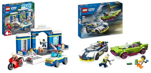 LEGO City Ausbruch aus der Polizeistation Spielset & City Verfolgungsjagd mit Polizeiauto und Muscle Car