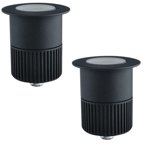 ENOVALITE 2 Stück LED Bodeneinbaustrahler 5W 300lm, 3000K Warmweiß, IP67 | Schwarz, Ø 65x80mm, Aluminium, befahrbar bis 2t, 230V Bodeneinbauleuchte, Außenleuchte, Bodenspot