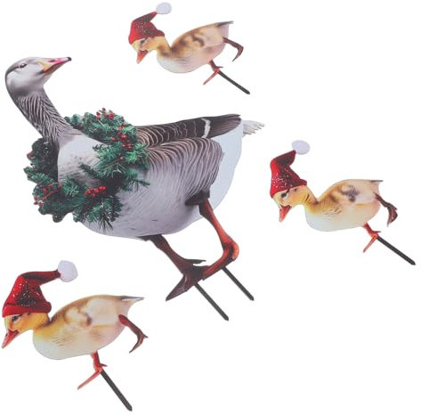 GAROZATION 4stücke Weihnachts-gartenstecker Aus Metall Dekorative Enten Für Festliche Außenbereiche Zur Verschönerung Von Gärten Und Terrassen Installieren Bringt Festliche Stimmung