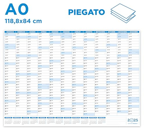 Väggkalender 2025 – 118 x 84 cm | positiv | vikta | Maxi A0 väggpanel