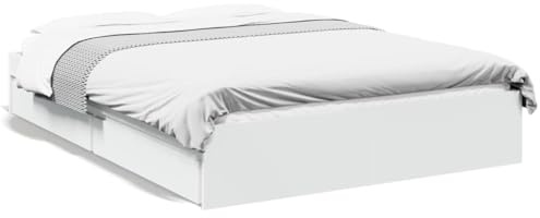 Hommdiy Betten mit Schubladen,Holzbett Stauraumbett Bettgestell mit Lattenrost Weiß,120 x 200 cm