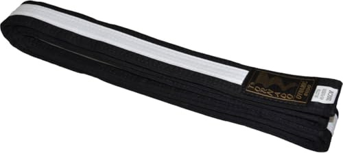 TEKKA BUDO Kampfsport Gürtel mit Mittelstreifen schwarz-weiß 300 cm 2-farbig - Budogürtel, Karate, Judo, Taekwondo, Ju-Jutsu