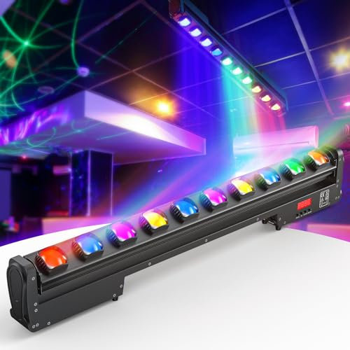 10 * 25W RGBW LED Barre Wallwasher Lyre Beam, Lumière de Scène Console, Stroboscope Effet pour DJ Bar Soiree Fête Disco Éclairage Mariage Halloween Noël, 1 pièce