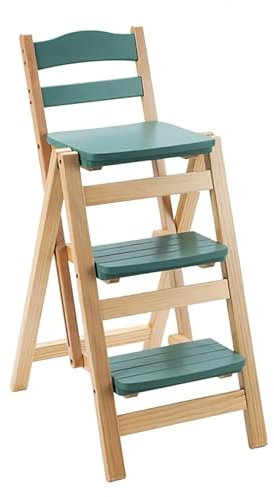 Sgabello pieghevole in legno massello scaletta a 3 gradini sgabello da bar portatile per camper rack cucina interna esterna verde