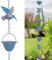 Tefola 2,4m Regenkette mit Kolibris - Regenablaufkette aus Metall in Retro-Blau, 7 Vögel & 7 Tassen für Dachrinnen, Garten- und Hausdekoration