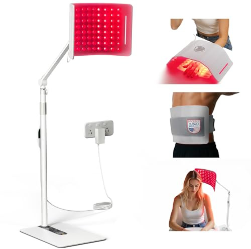 LifeZoom Red Light Therapy for Face and Body, 96 LEDs Curved Silicone Infrared Light Therapy with Stand and Belt, FSA HSA 660nm 850nm Dual Wave Lamp, Multifunctional Infrared Red Light Therapy Panel.