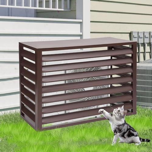 Lot de 4 panneaux de clôture en alliage d'aluminium pour cacher l'unité de climatisation et embellir le jardin (marron, 110 cm)