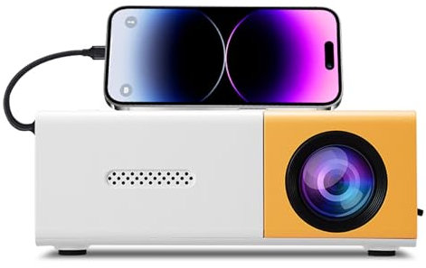 PUSOKEI Mini Projecteur, Projecteur Vidéo HD Complet 1080p avec luminosité 100ANSI 6000lm, Correction Automatique, Focalisation Manuelle, Compatible avec Le Téléphone iOS/Android /