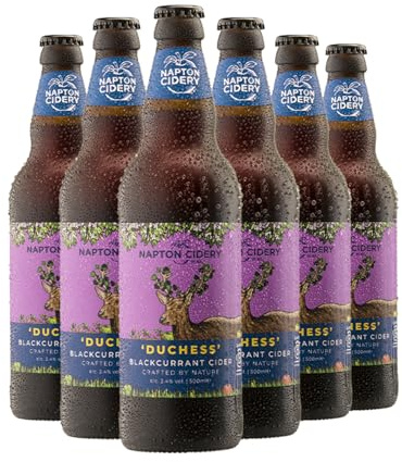 Napton Cidery Duchess Blackcurrant Cider | 3.4% ABV | Slightly Sparkling | 6 x 500 ml Glass Bottles | Vegan, Gluten‑free, No Artificial Flavours