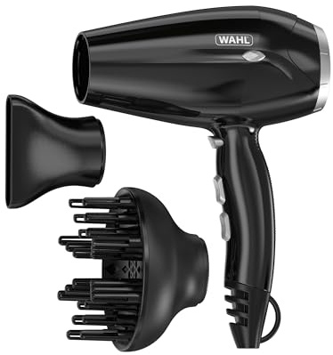WAHL Power Shine, botón Cool Shot, 3 ajustes de calor y 2 de velocidad, temperatura ajustable, flujo de aire de secado rápido, secado rápido, realza rizos y ondas.