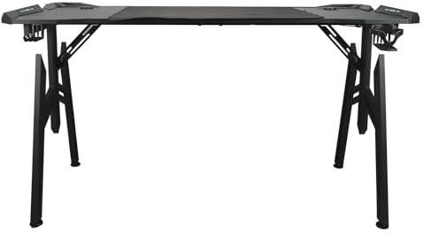 Computer Desk with LED Lights 1.4m Steel Legs Ample Space Easy to Assemble Gaming Table for Home Study