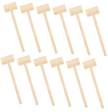 ibasenice 24pcs Mini Wooden Mallet for Ergonomic Small Wood Hammer with Rounded Edges for Crafting Chocolate Cracking and Party Games Lightweight Design for Little Hands