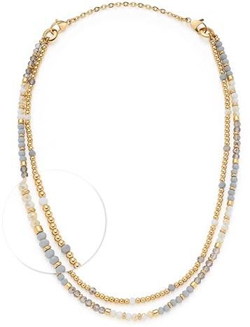 JEWELS BY LEONARDO Halskette Bernadette • Hals-Schmuck aus goldfarbenem Edelstahl • filigran Perlen in grau- und weißtönen • 50-82 cm Länge • Schmuck Geschenk für Frauen • 024809