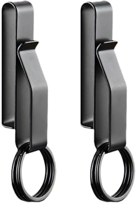 HstiaLving 2 piezas Llavero tactico, Llavero de Acero Inoxidable llaveros resistentes para cinturón Diseño Desmontable y Resistente Práctico para Hombre con 2 Clip para Policía Bomberos Jeans Negro
