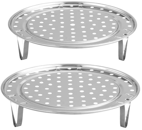 2 Pcs Steam Rack Stainless Steel, Round Steaming Stand Tray Cooling Rack Steamer Basket Steam Holder Multifunctional with Removable Legs for Home Kitchen Cooker Accessories(22cm 20cm)